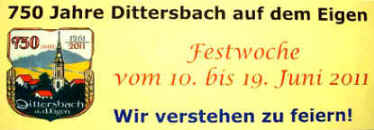 750 Jahre Dittersbach auf dem Eigen - der Aufkleber zum Fest