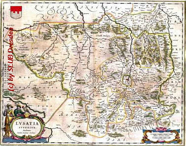 Karte der Lusatia von 1638 (Lausitz)  - (c) by SLUB Dresden